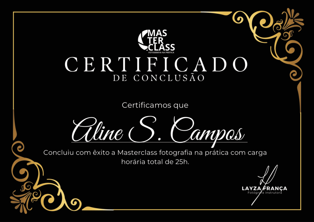 Certificado profissional da Masterclass