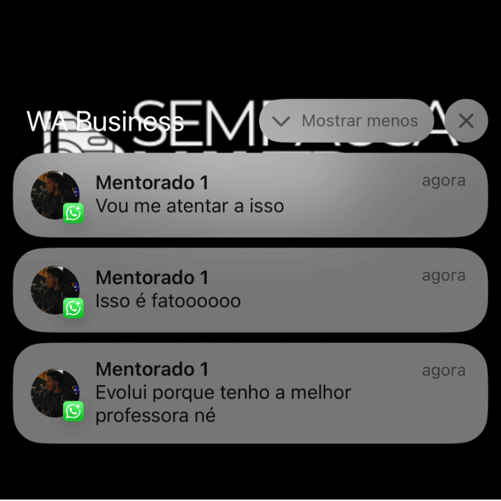 Depoimento de aluno no WhatsApp