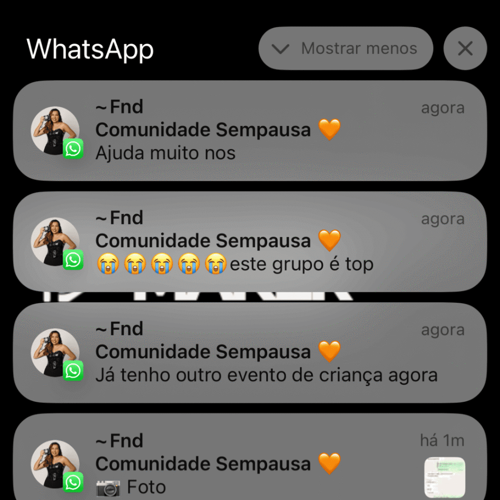 Depoimento de aluno no WhatsApp